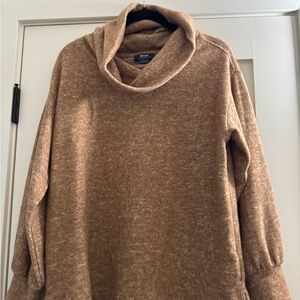 Anthropologie Cozy Brown Cowl Neck Sweater